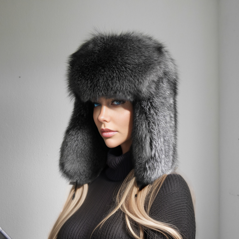 Blue frost fur ushanka