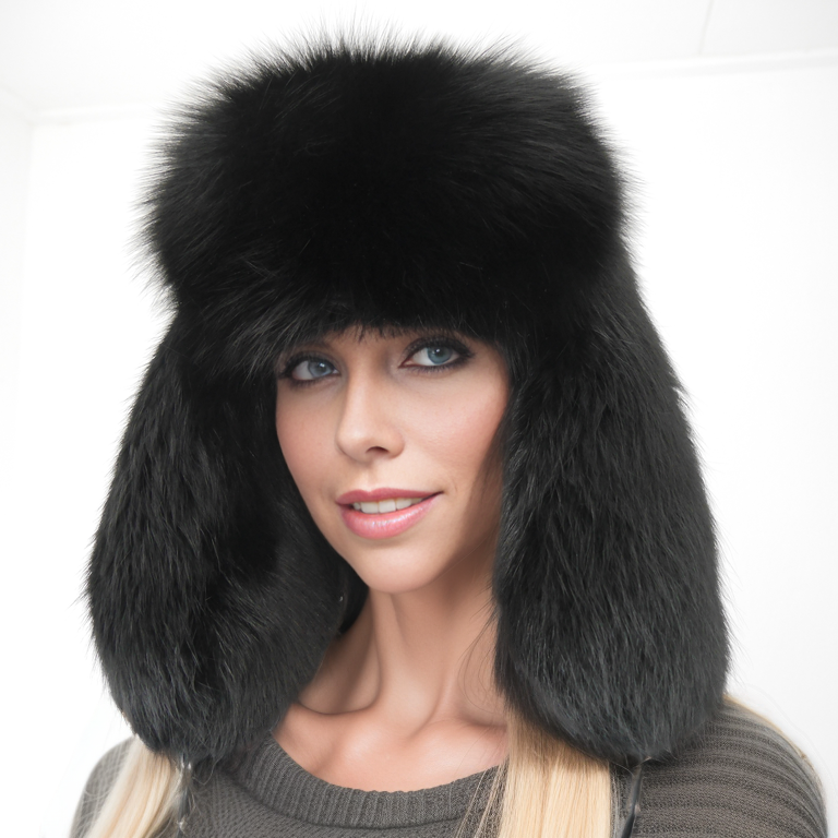 SAGA black fox fur hat