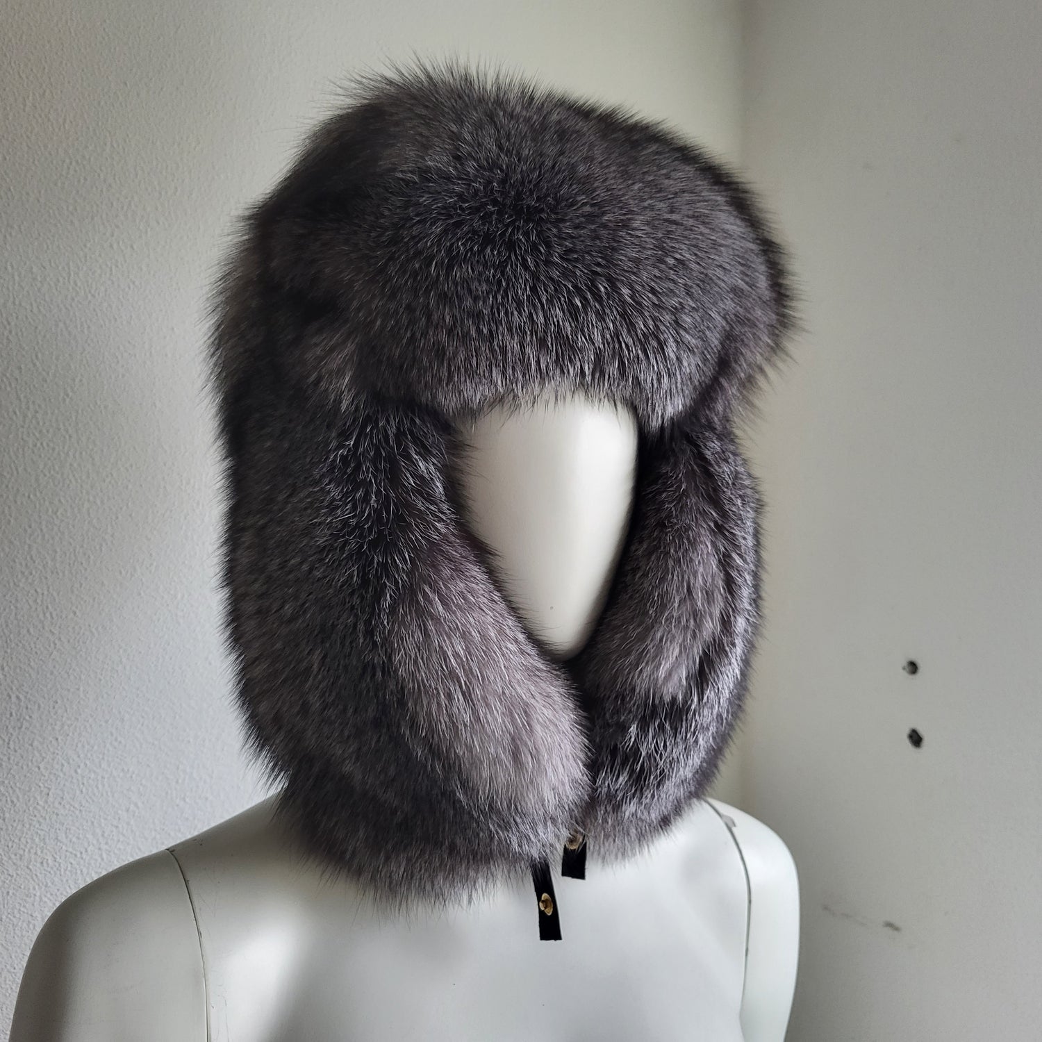 Blue frost fur ushanka