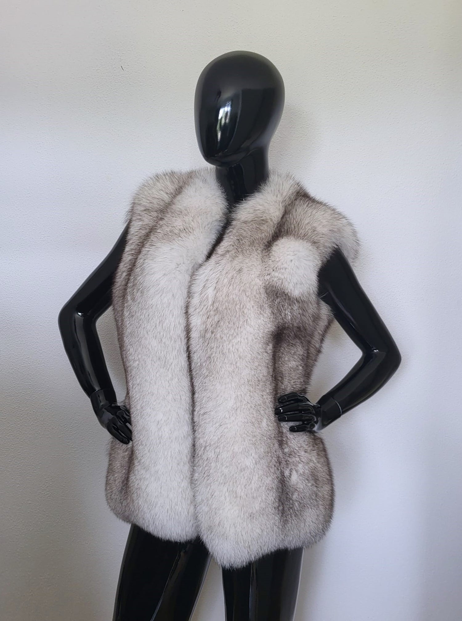 Blue fox fur vest