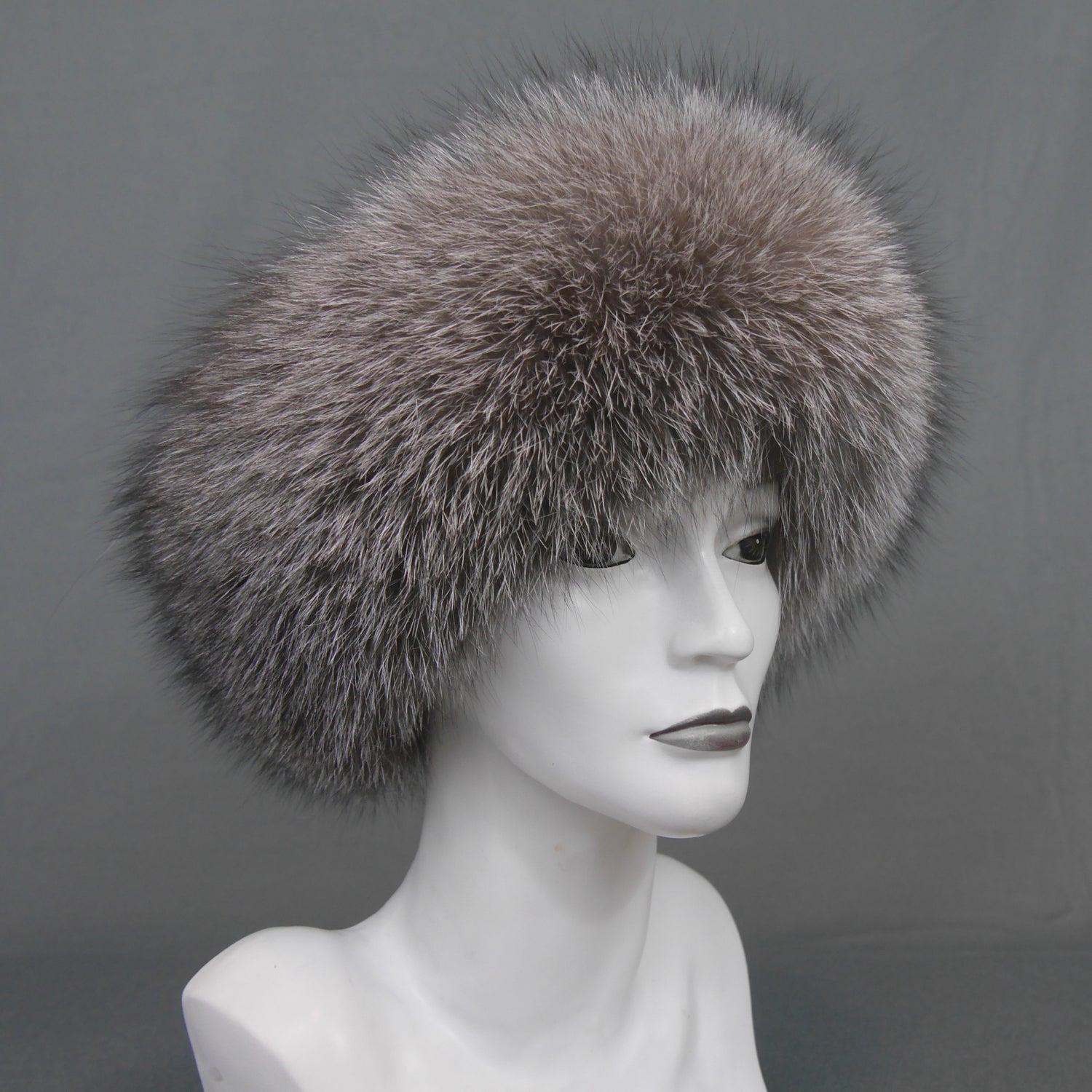 Blue frost fox fur headband