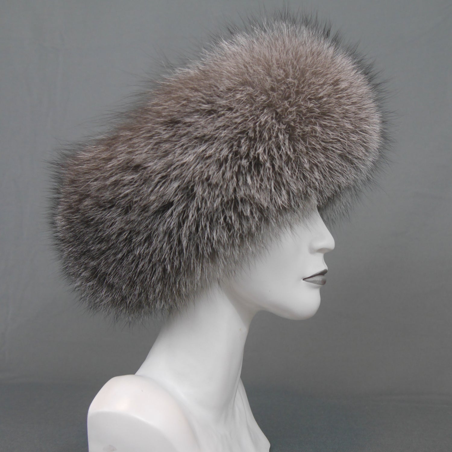 Blue frost fox fur headband