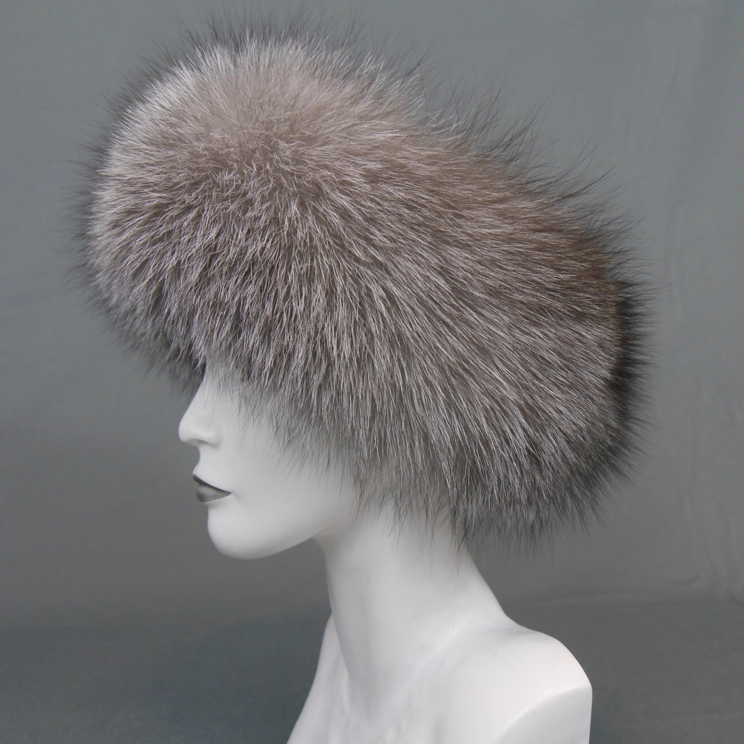 Blue frost fox fur headband