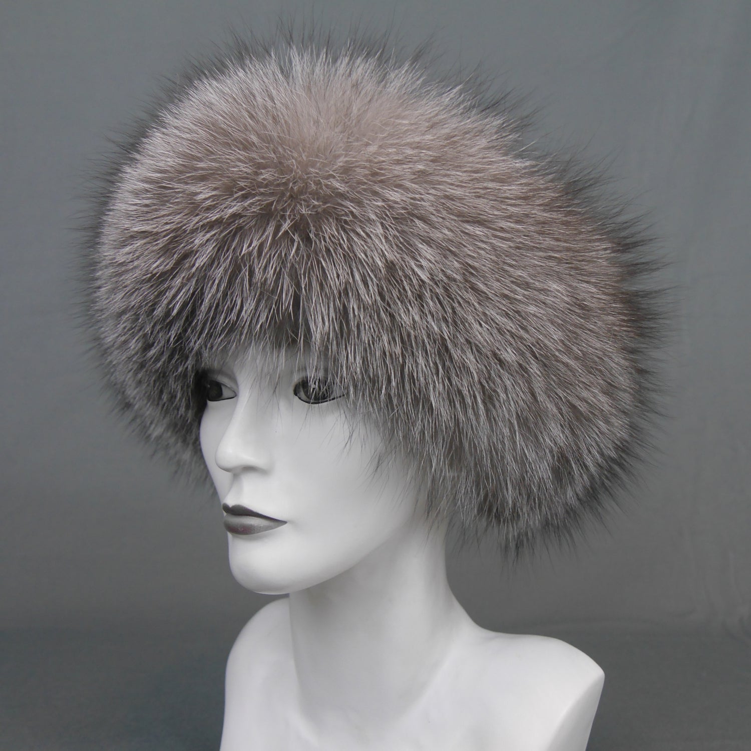 Blue frost fox fur headband