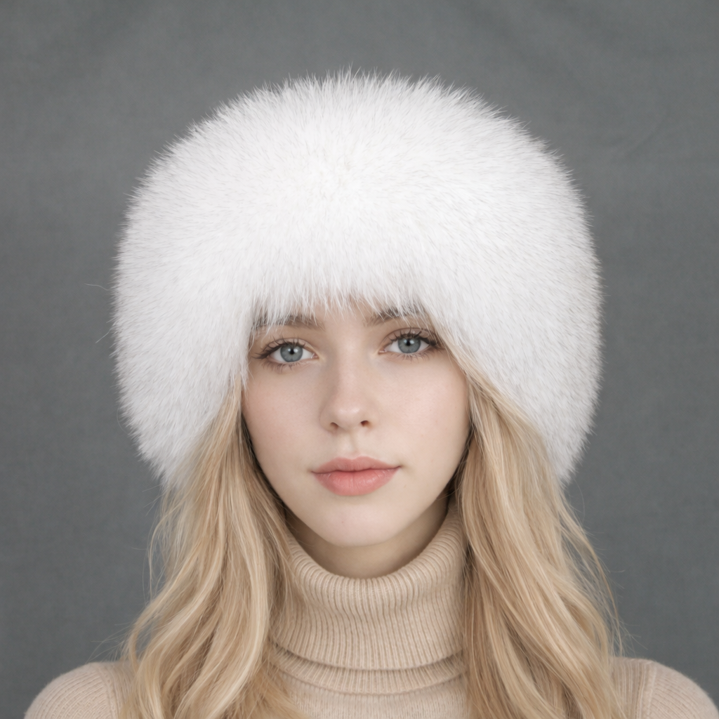 Blue fox fur headband