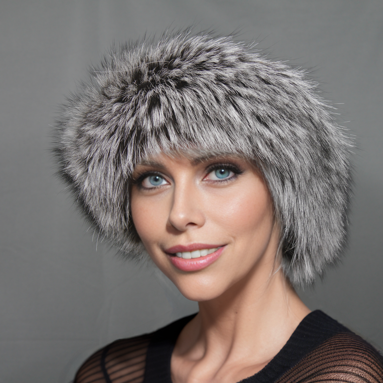 Silver fox fur headband
