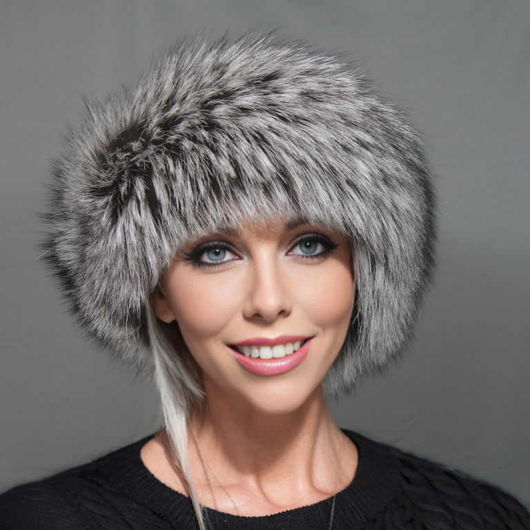 Silver fox fur headband