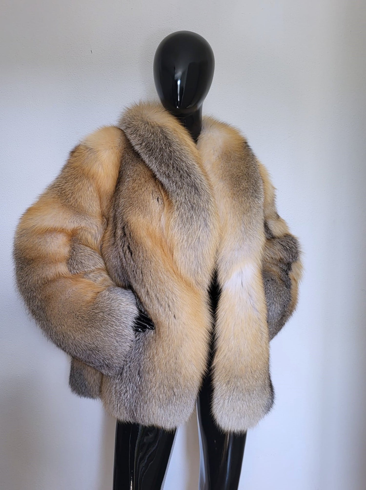 Golden island fox fur coat