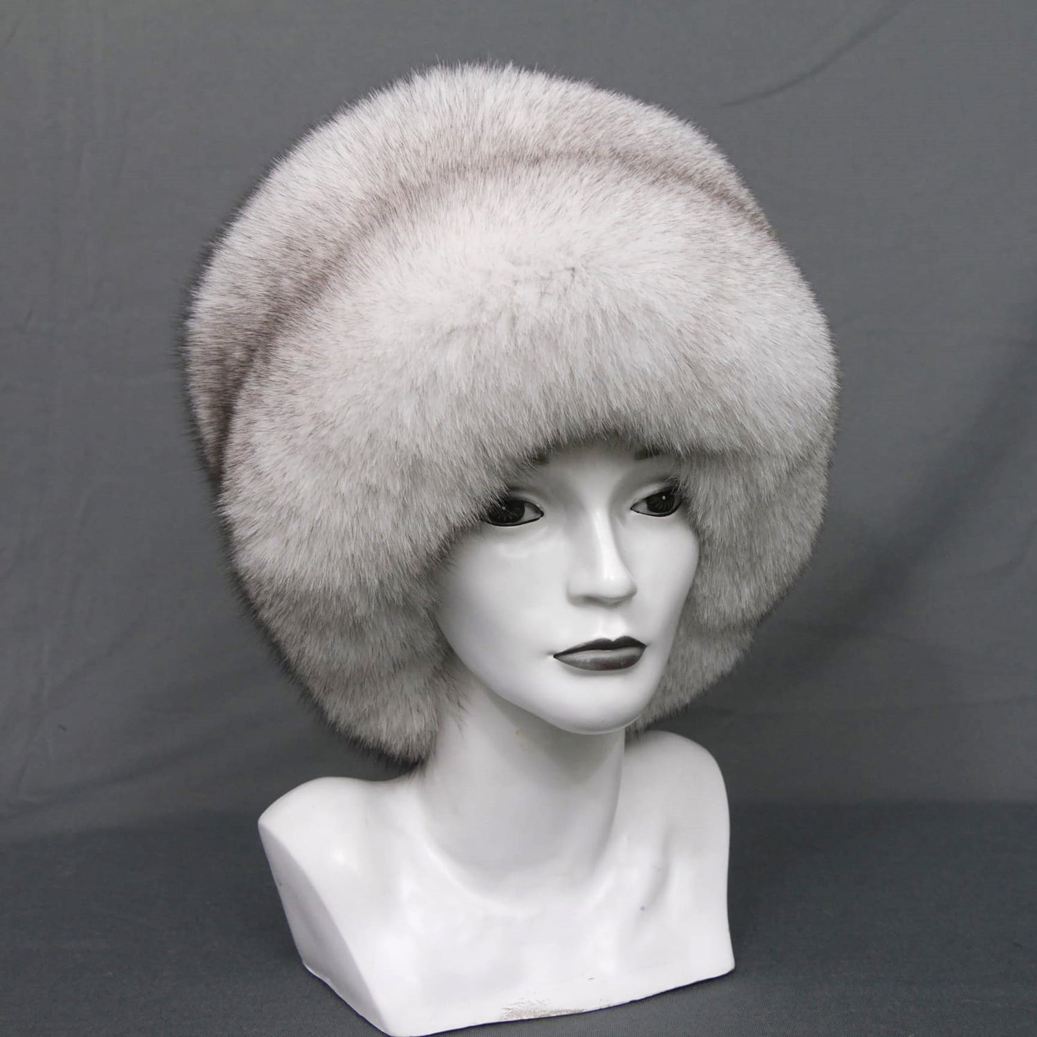 Blue fox fur hat