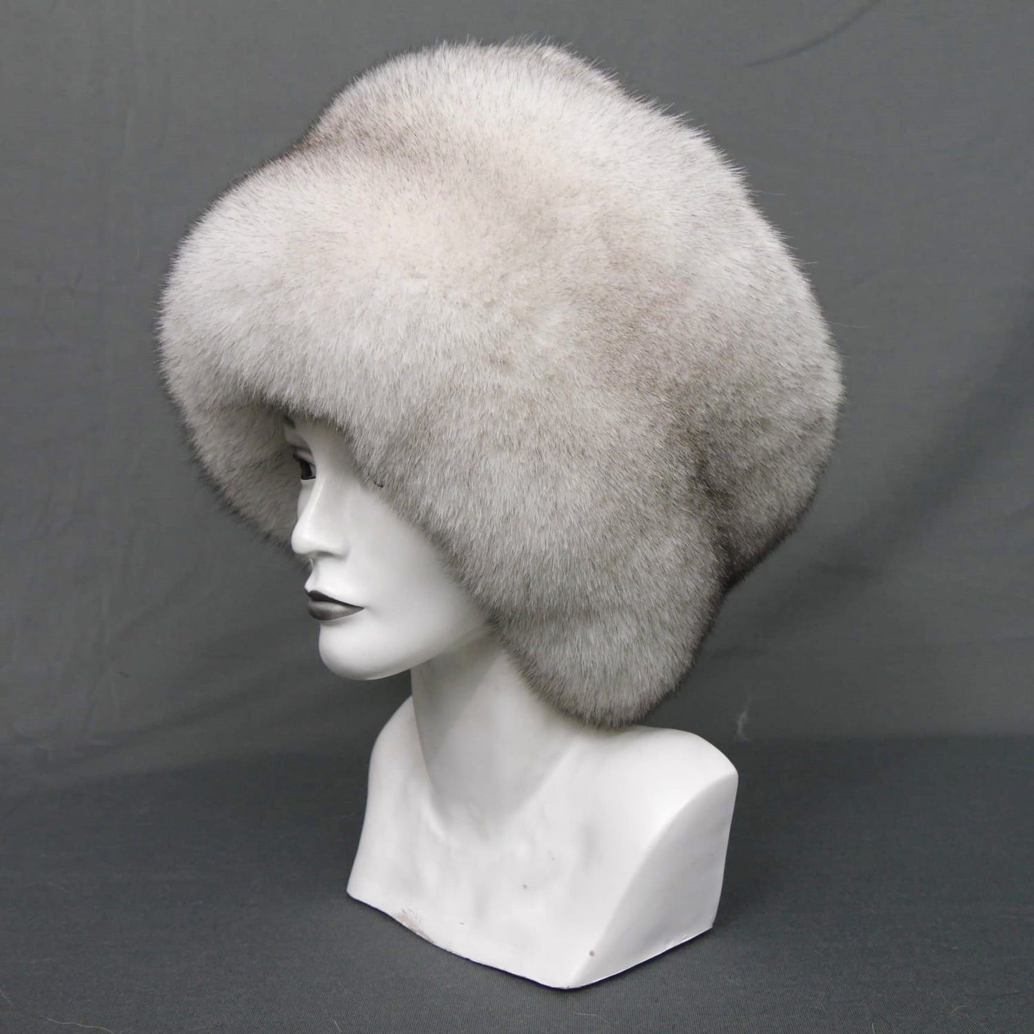 Blue fox fur hat