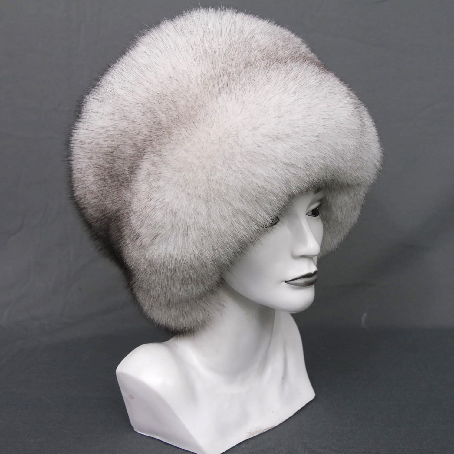 Blue fox fur hat