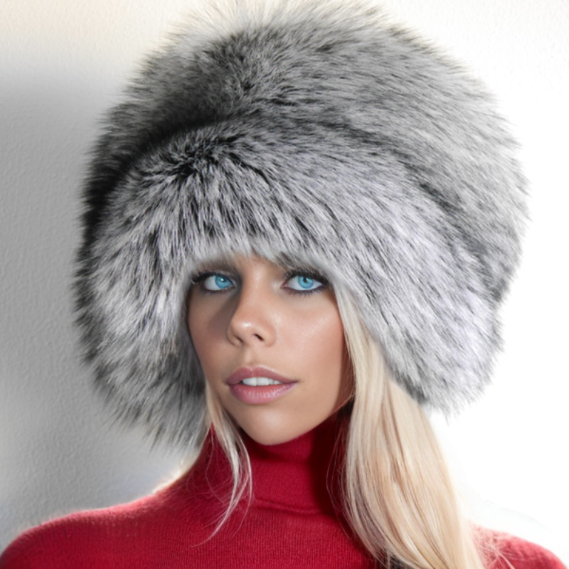 Silver fox fur hat