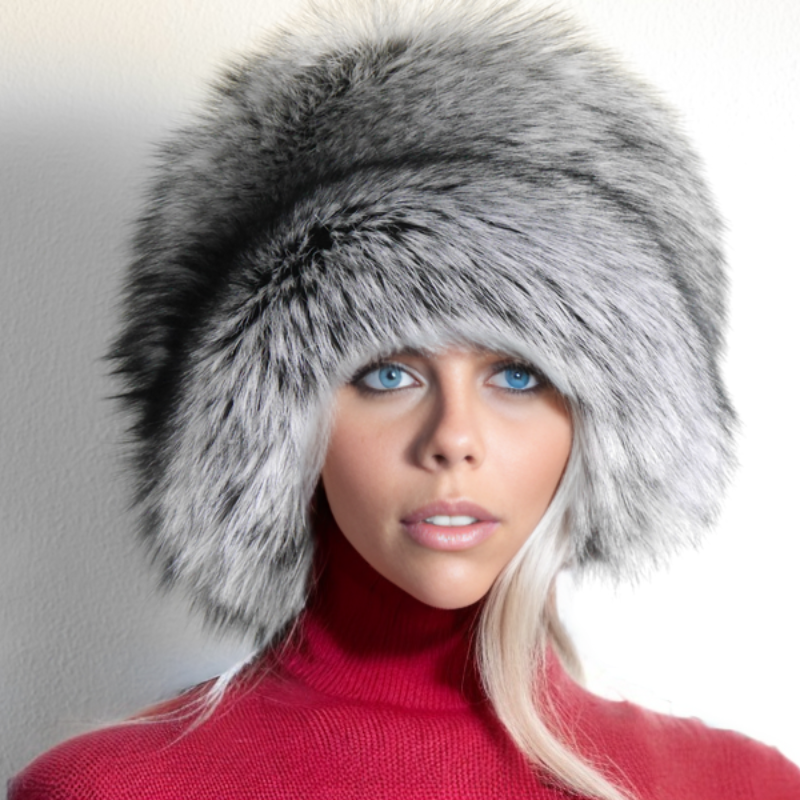 Silver fox fur hat