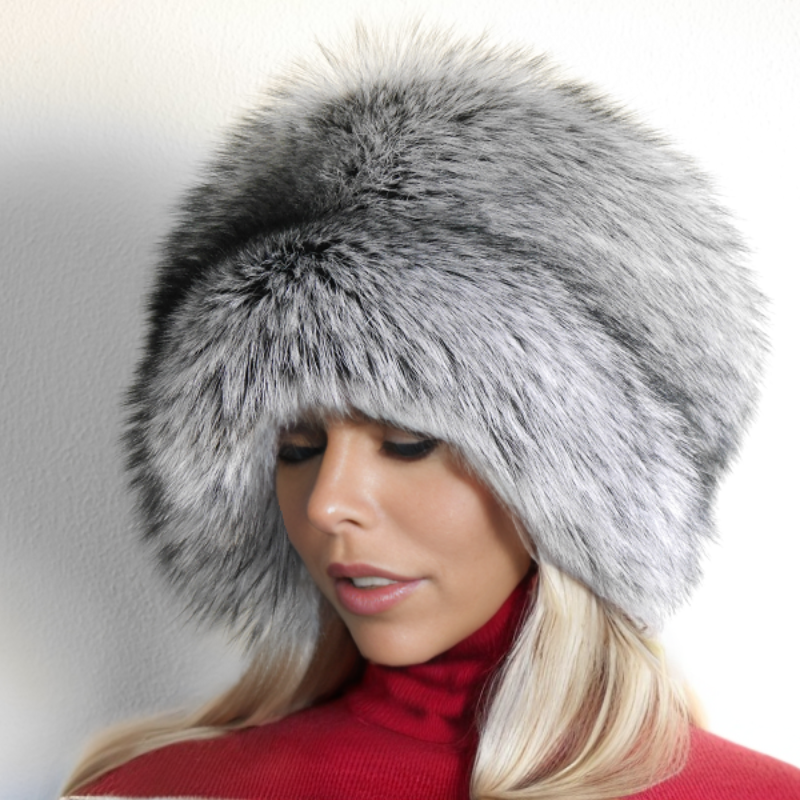 Silver fox fur hat