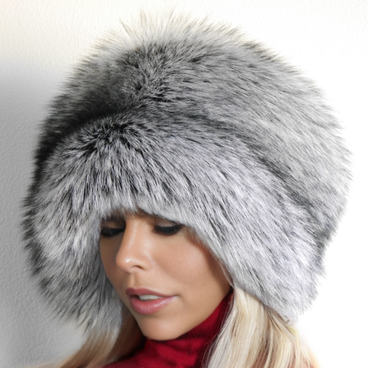 Silver fox fur hat