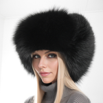 SAGA black fox fur hat