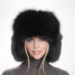 SAGA black fox fur hat