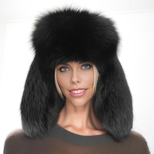 SAGA black fox fur hat