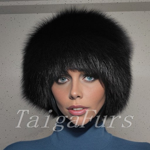 Black fox fur hat