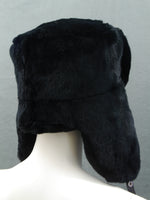 Black rex fur ushanka hat