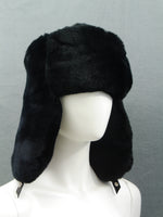 Black rex fur ushanka hat