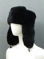 Black rex fur ushanka hat