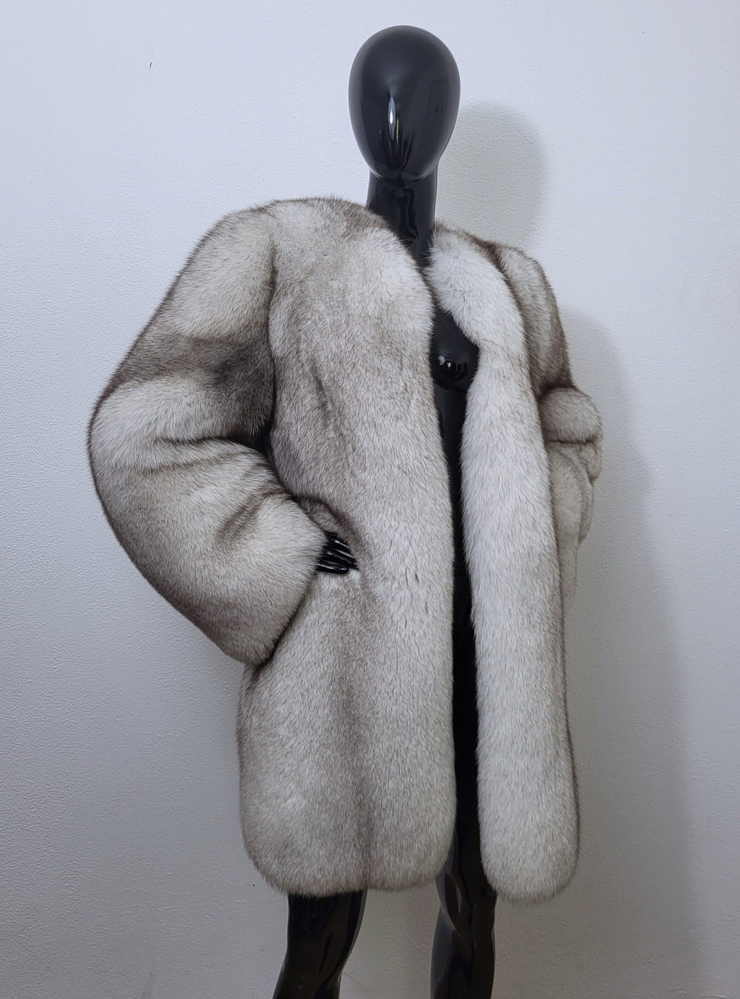 Blue fox fur coat