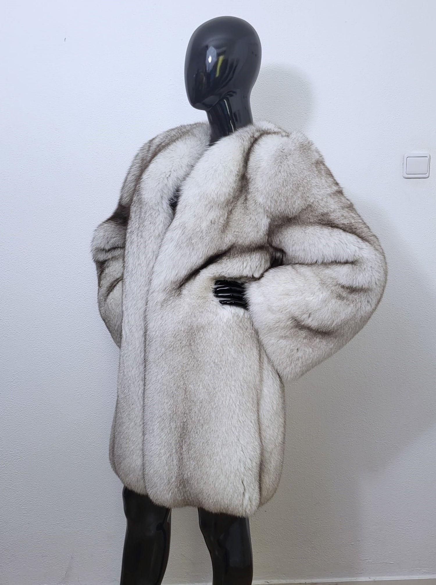 Blue fox fur coat