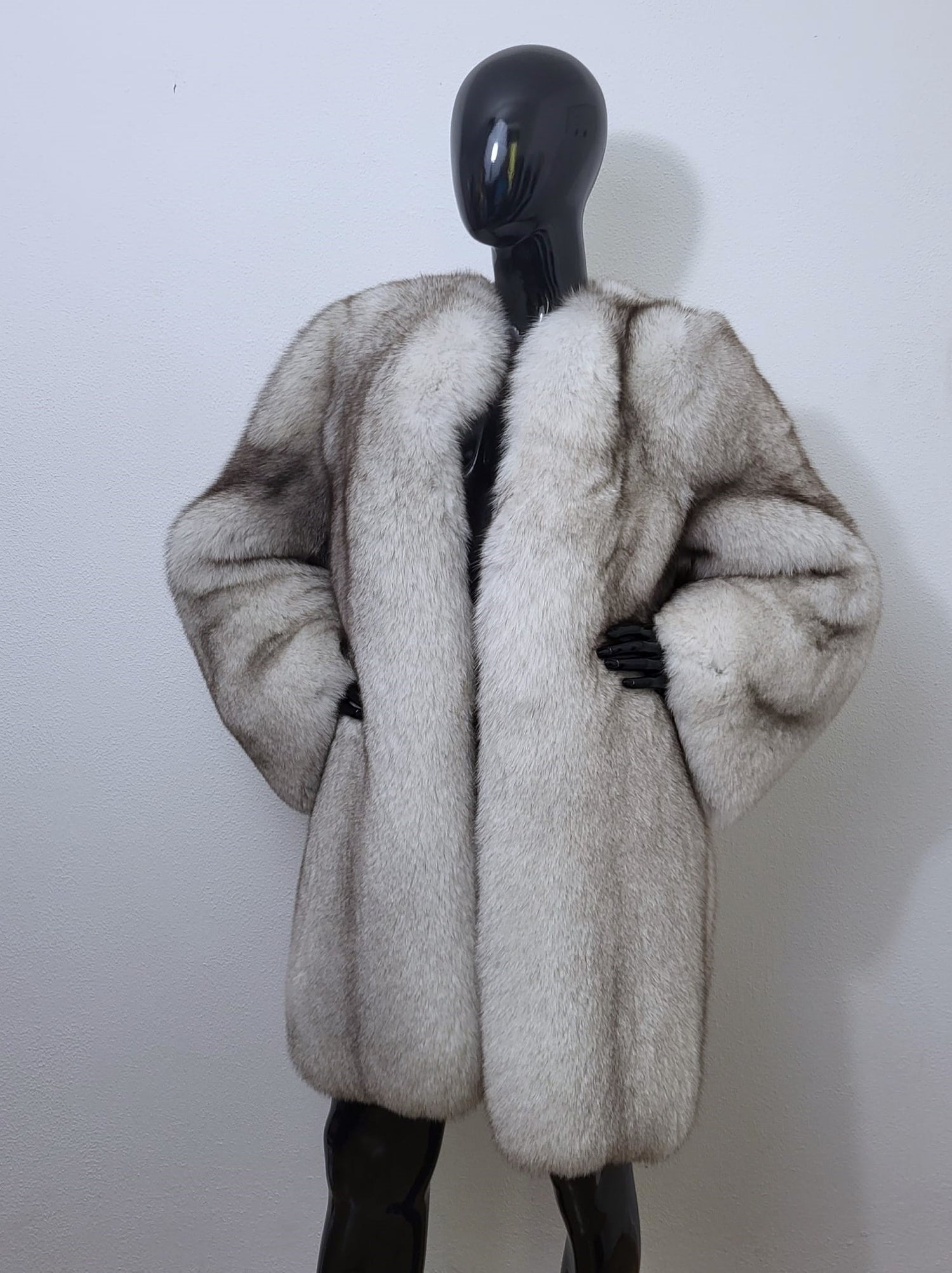 Blue fox fur coat