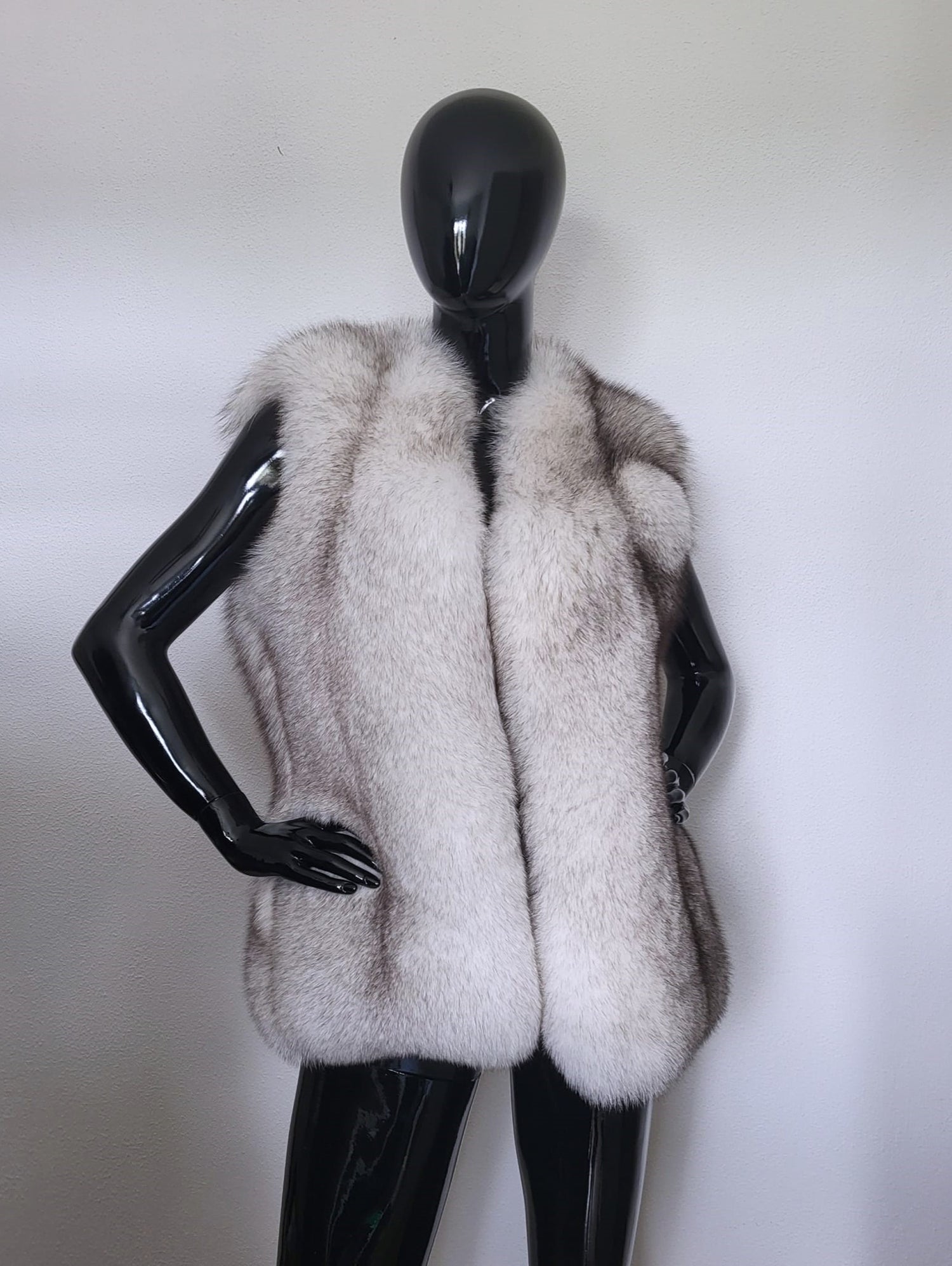 Blue fox fur vest