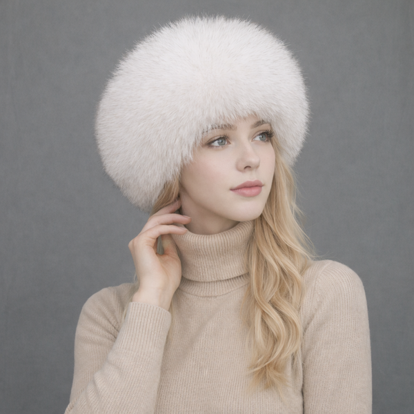 Blue fox fur headband