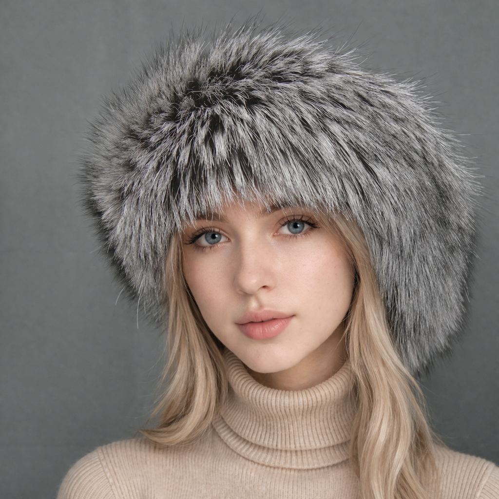 Silver fox fur headband