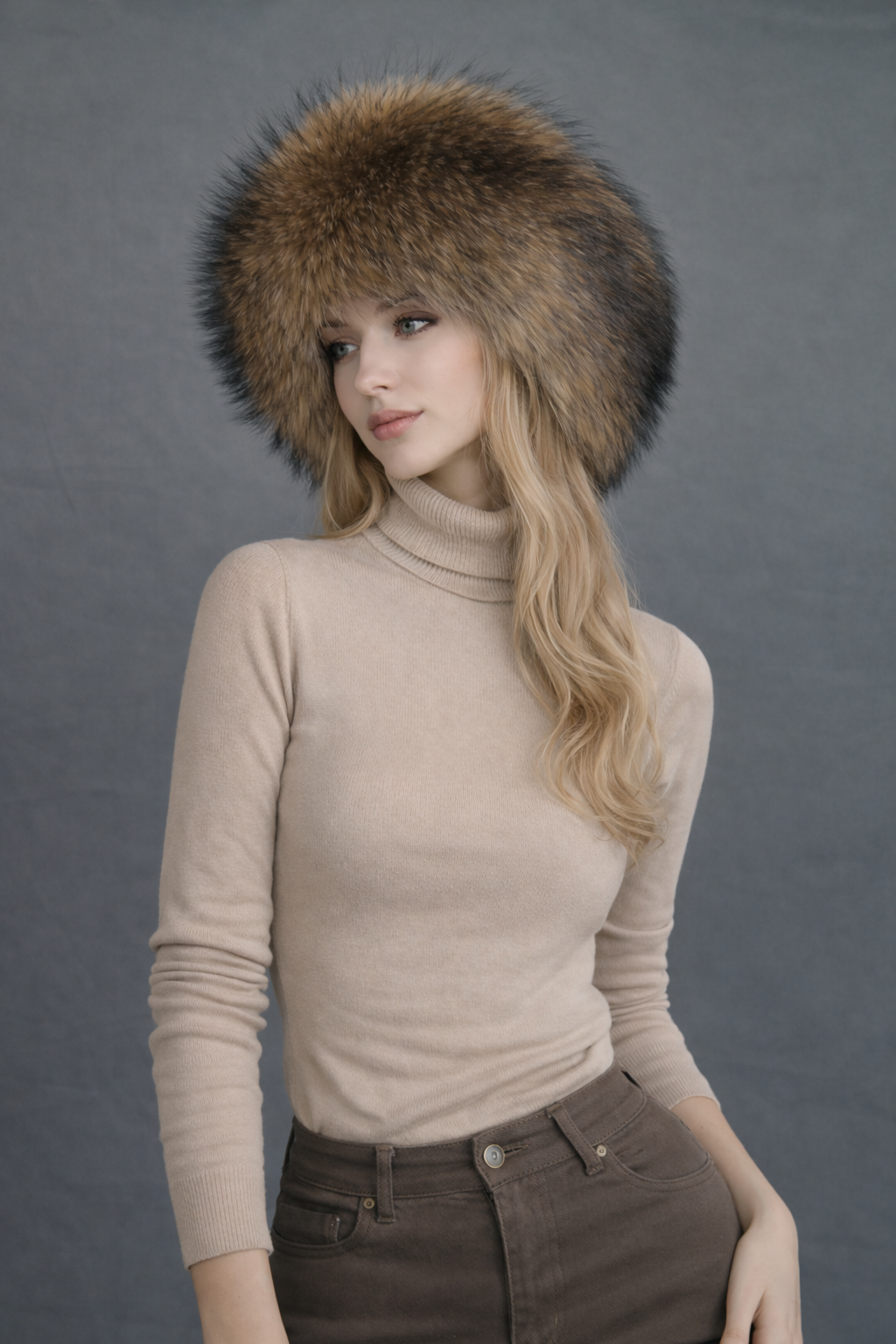 Luxury finnraccoon headband made with real saga fur.