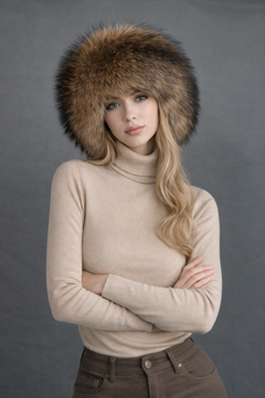 Luxury finnraccoon headband made with real saga fur.