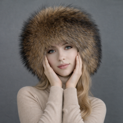 Luxury finnraccoon headband made with real saga fur.