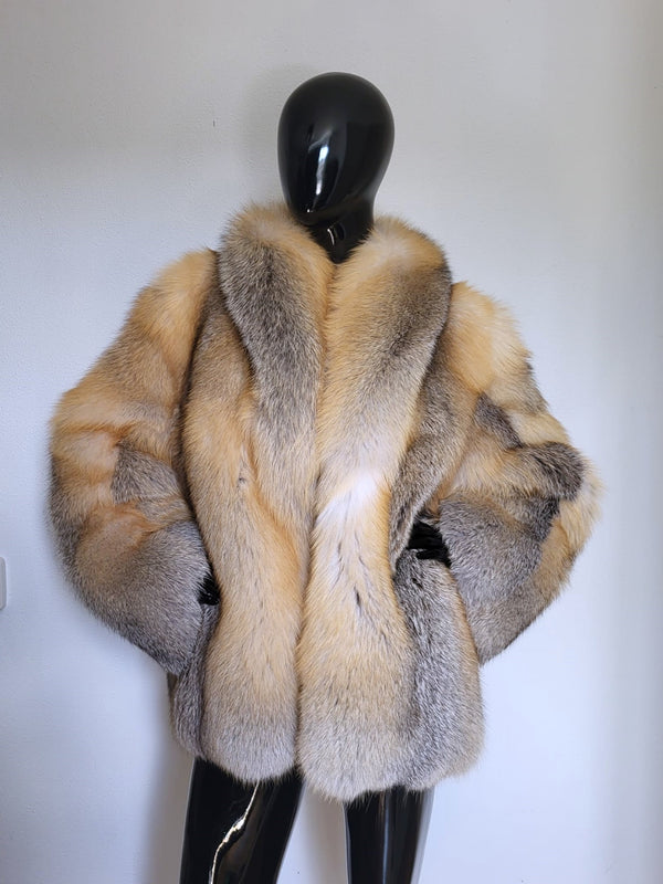 Golden island fox fur coat